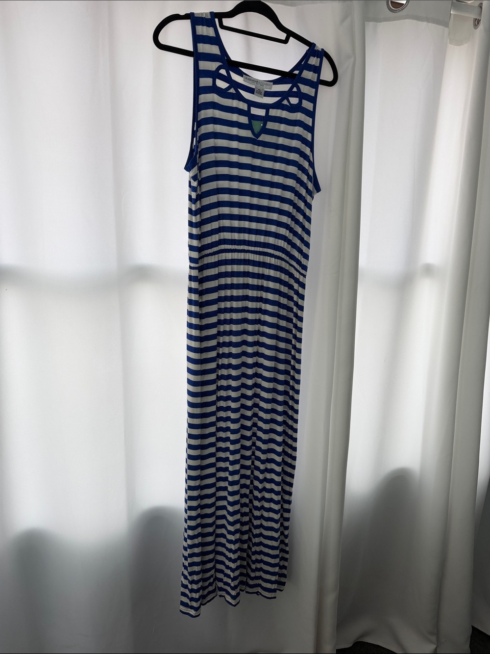 Blue and White Striped Maxi Tank Dress